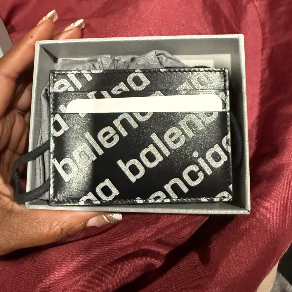 Sliver and black balenciaga wallet
